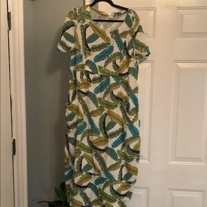 Leaf Print Maxi Dress